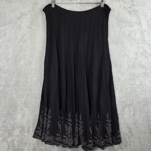 Coldwater Creek Black A-Line Midi Skirt with Embellished Pleats